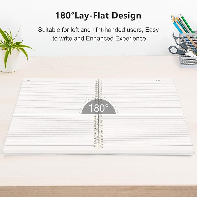 RETTACY Spiral College Ruled Notebook, 3-Pack, 160 Pages per Pack, A5 Medium Size (5.7" x 8.3"), for School, Work, Writing, Journaling, 100 GSM Thick Paper, Flexible Plastic Cover
