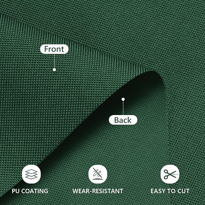 Waterproof Canvas Fabric by The Yard 58inch 600D Upholstery Material Polyester Fabric Outdoor Water Resistant Fabric for Sewing Chair Patio Cushion Purse Bag Interior, 15 Yard Green