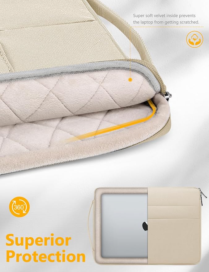 HYZUO 14-15 Inch Laptop Sleeve Bag for MacBook Air 15 M5 A3448 M4 M3 M2 2026-2023, MacBook Pro 15, 15" Surface Laptop, XPS 14/15 Plus, NoteBook Case for 14" HP Dell Lenovo Asus Acer, Sand
