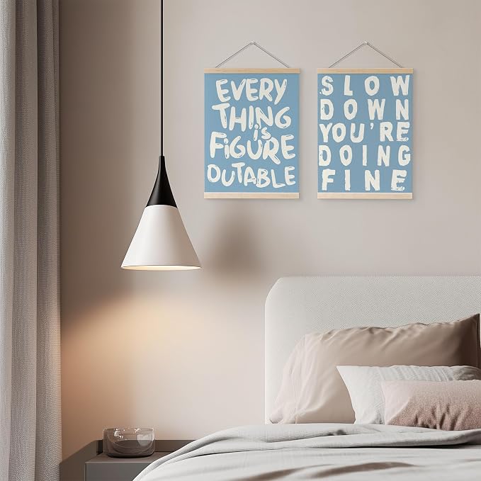 YQDEJ Blue Everything Is Figureoutable Inspirational Wall Art Poster Hanger Frame of 2, Positive Affirmations Wall Decor, Motivational Wall Art for Home Office Classroom, 12x16 Inch