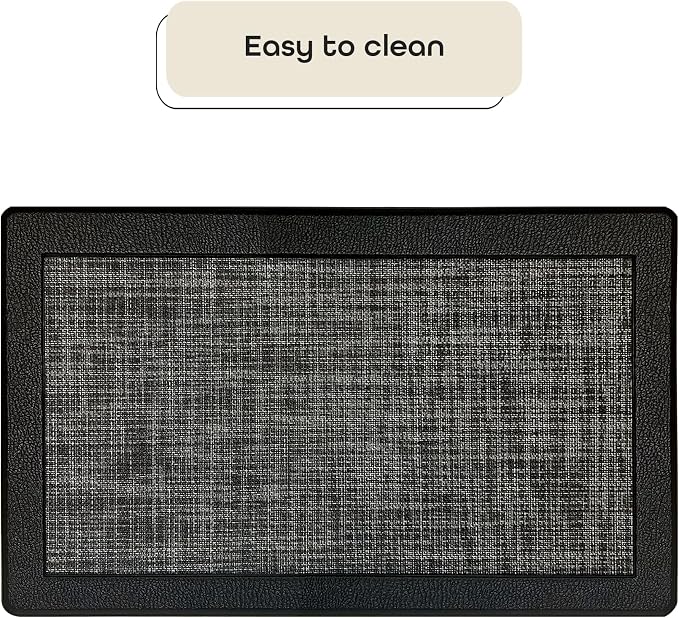 Anti-Fatigue Floor Comfort Mat - 18 x 30 Inch (Clarke Black) - Non-Slip Kitchen Mats for Floor - Easy to Clean Cushioned Standing Mat for Bathroom & Office Desk - Achim Home Décor