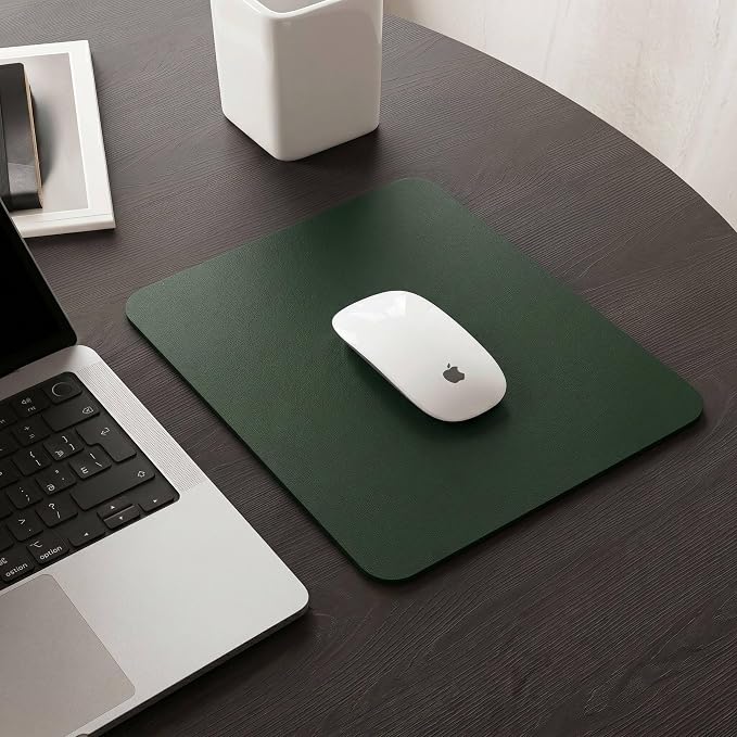 Leather Desk Pad Protector, Waterproof Mouse Pad, PU Desk Mat, Office Desk Cover, Desk Writing Mat for Office/Home/Work/Cubicle (Green/Gray) 9x8 in