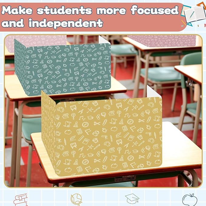 gisgfim 24 Pack Privacy Shields for Student Desk Colorful Desk Dividers Durable Privacy Folders Testing Dividers Shield Study Boards Panel Partition for Classroom Teacher Back to School Supplies