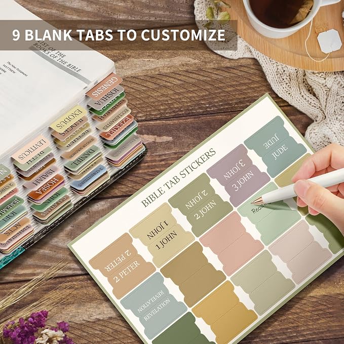 Bible Tabs for Women & Men, Bible Tabs for Study Bible, Large Print Neutral Bible Tabs for Easy Navigation, Boho Theme, Bible Index Tabs