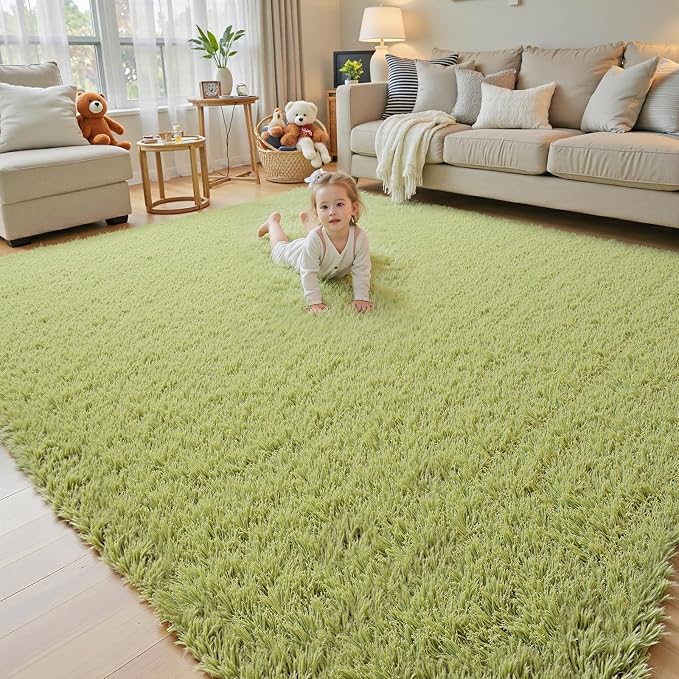 Rugs for Living Room 6x9, Alfombras para Salas Shag Large Plush Soft Area Rug, Shaggy Carpets for Bedroom,Home Decor Aesthetic(Grass Green, 6x9 Feet)