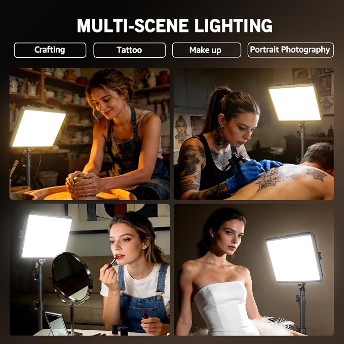 1-Pack Photography Lighting Kit, NiceVeedi 25W LED Video Light Kit, 2900-7000K Dimmable Studio Light with Tripod Stand, 73" Stream Light for Video Recording