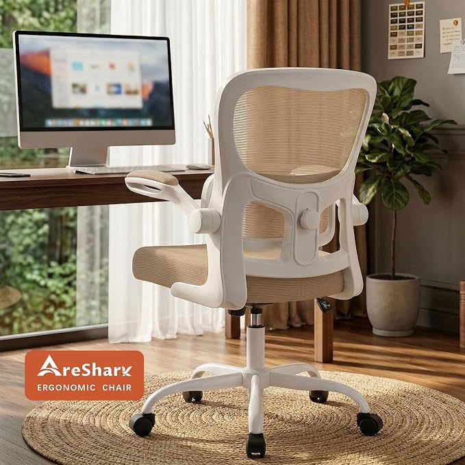 AreShark Office Chair Ergonomic Desk Chairs with Adjustable Lumbar Support, High Back Breathable Mesh Chair with Wheels& Flip-up Armrests,Rolling Swivel Comfy Task Computer Chair for Home Work Gaming