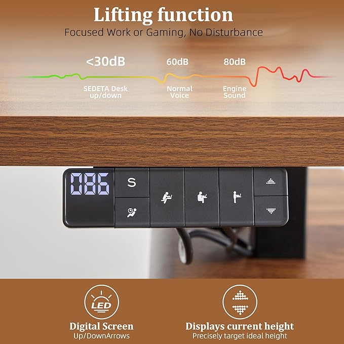 Electric Standing Desk with Drawers, 55" Office Desk Height Adjustable Executive Desk with Storage Shelves, Simple Setup Wood Desk Home Office Stand up Desk for Work, Study, Writing, Walnut