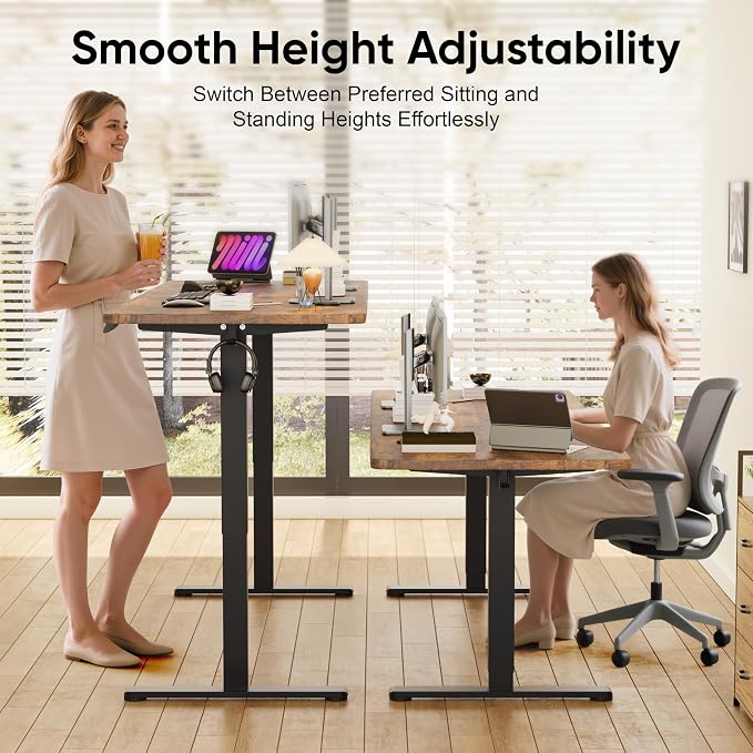 Monomi Large Electric Standing Desk 79" - Height Adjustable Sit Stand Desk with 178 lbs Load Capacity, 3 Memory Presets, Quiet Motor & Anti-Collision for Home Office (Rustic Brown)