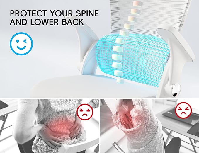 TRALT Office Chair - Ergonomic Office Chair with Back Support, Home Office Desk Chairs, 330lbs Wide Seat Big and Tall Office Chairs with Headrest, Comfy Desk Chairs (White)