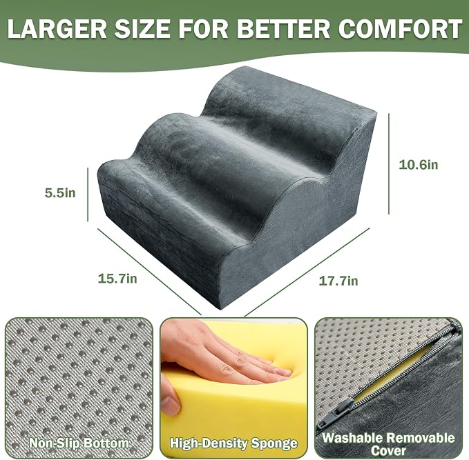Foot Rest for Under Desk – 3-Layer Multi-Functional Foot Stool | Support for Office, Home, Sofa, Gaming, Three-layer Height Ergonomic Footstool. Footrest Cushion Relieves Back Hip Fatigue
