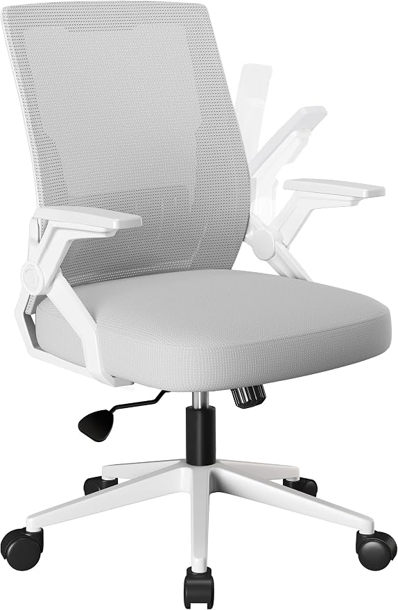 COMHOMA Office Chair with Flip-up Armrests Ergonomic Computer Desk Chair with Adaptive Lumbar Support & Breathable Mesh, Gray
