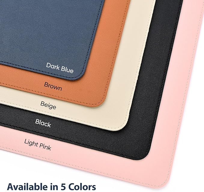 Leather Desk Pad Protector, Office Desk Mat, Large Mouse Pad, Non-Slip PU Leather Desk Blotter, Waterproof Computer Desk Writing Pad for Office and Home (Dark Blue, 23.6" x 13.7")