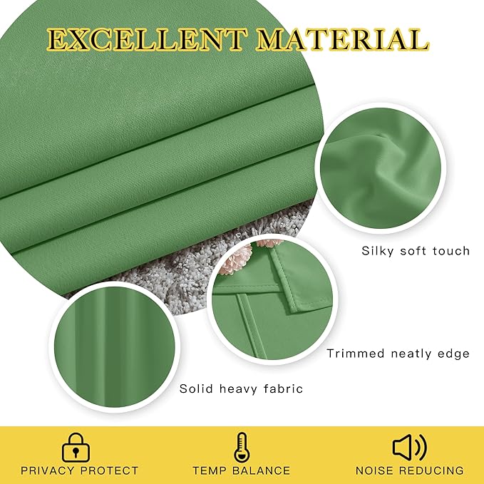 NICETOWN Froest Green Blackout Curtains for Bedroom 72 Inches Long, Thermal Insulated Room Darkening Grommet Window Curtains for Living Room Nursery, 66 inch x 72 inche, 1 Panel