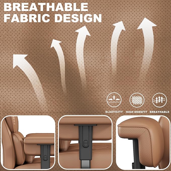 Misolant Big and Tall Office Chair with Footrest, High Back Executive Desk Chair with Adjustable Lift Armrest, 155°Recline，Lumbar Support Pillow, Faux Leather Gaming Chairs for Home or Office