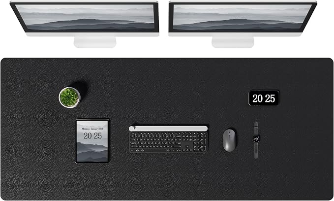 Aothia Leather Desk Pad Protector, Office Desk Mat, Large Mouse Pad, Laptop Desk Pad, Non-Slip PU Leather Desk Blotter, Waterproof Desk Writing Pad for Office and Home (Black, 55" x 24")