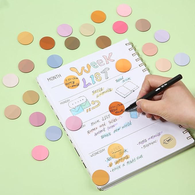 Mr. Pen- Transparent Sticky Note Set, 1120Sheets, Colorful, Round Transparent Sticky Notes Set