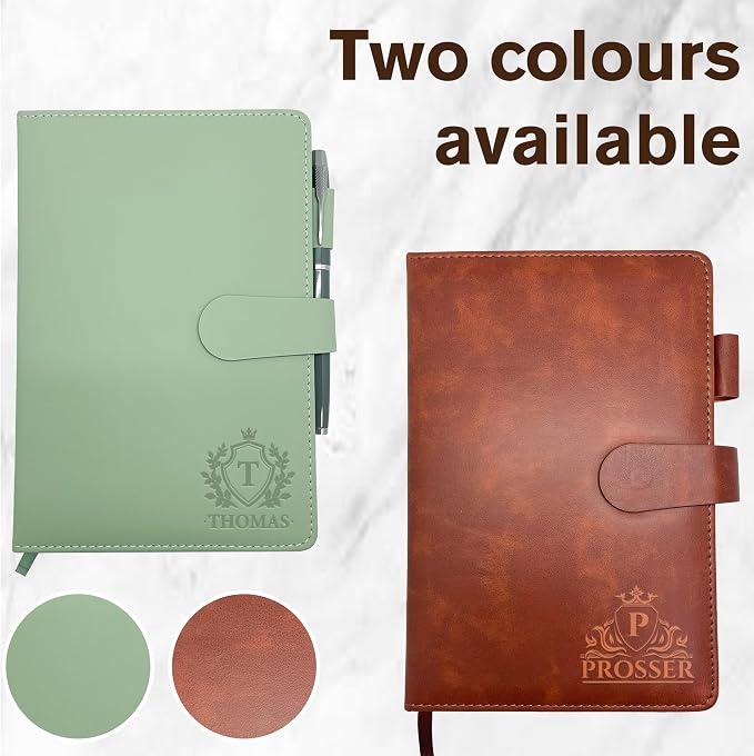 Personalized Notebook with Gifts Box and Pen, Monogrammed Leather Journal, Custom Gifts for Women, Men, Engraved Journals To Write In, Birthday, Graduation, Father’s Day, Corporate, Business Gift