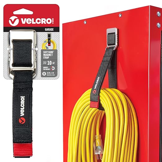 VELCRO Brand Magnetic Straps – Reusable Cord, Hose & Tool Organizer for Metal Surfaces, Valentine Gifts for Men - EASY HANG Garage, Workshop, RV Storage - Medium 16in x 1in