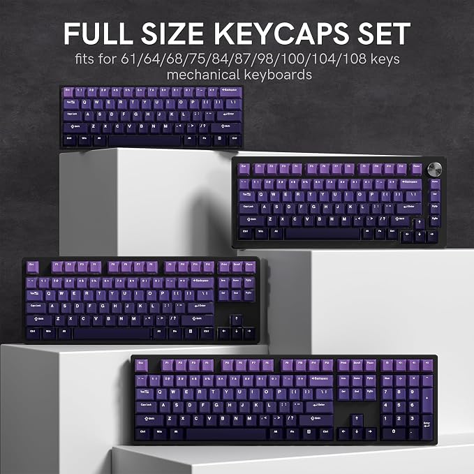 dagaladoo Keyboard keycaps Set, Double Shot PBT keycaps,Cherry Profile Custom Key caps 60 65 75 100 Percent for Cherry-mx Full Size Retro Mechanical Keyboard,Gradient Purple