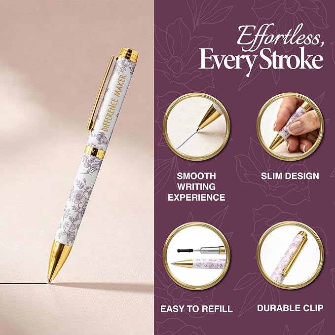 MESMOS High End Luxury Gifts for Women, End of Year Teacher Gifts, Fancy Pens for Women, Difference Maker Gift, German-Ink, 1mm Swiss-Tip, Office Supplies, Beautiful Pens for Mentor & Coach