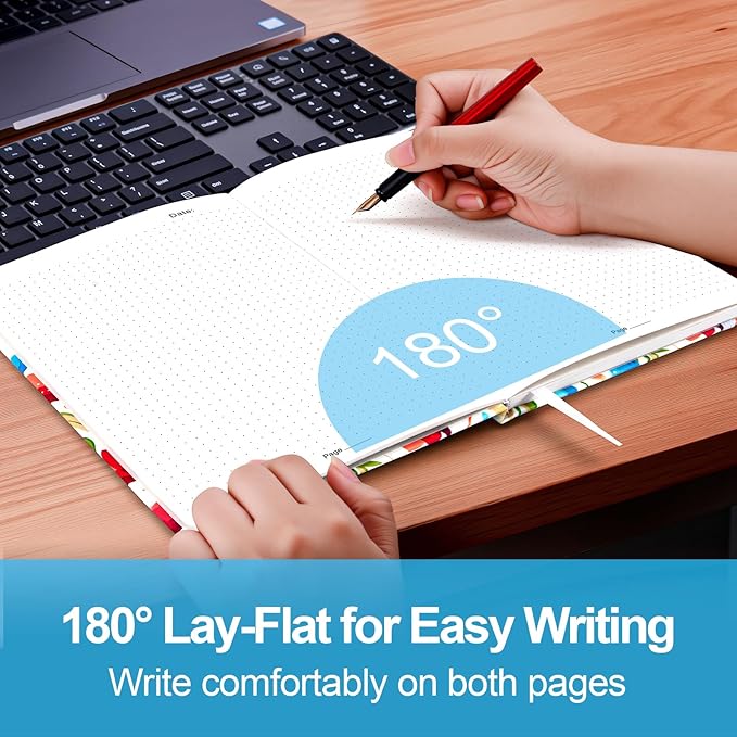 Dotted Journal Notebook A5, Dot Grid Bullet Journal for Women, 160 Pages with 100gsm Thick Paper for Journaling, Planning, Habit Tracking & Notes, Gift for Women, Tulip