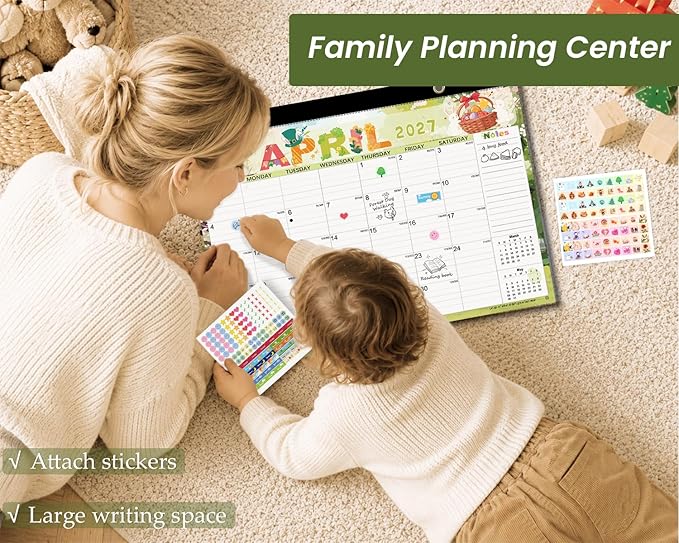 AECCN Desk Calendar 2026-2027 3 Pack, 18 Months Calendars, 17" x 11.4" Large Space, Anti Ink Bleed and Transparent Cover, Desktop Calendar with Stickers for Teacher supplies & Office Planning-Colorful