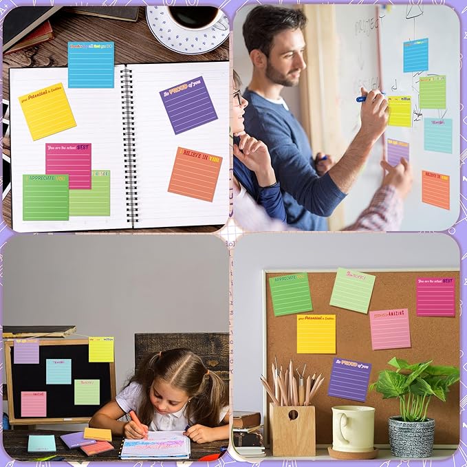 Yinder 24 Pcs Inspirational Sticky Notes Thank You Gift Motivational Sticky Note Pad Employee Appreciation Gift Bulk for Staff Coworker Teacher Nurse Office Groups 3 x 3'' (Appreciation,Dark Color)