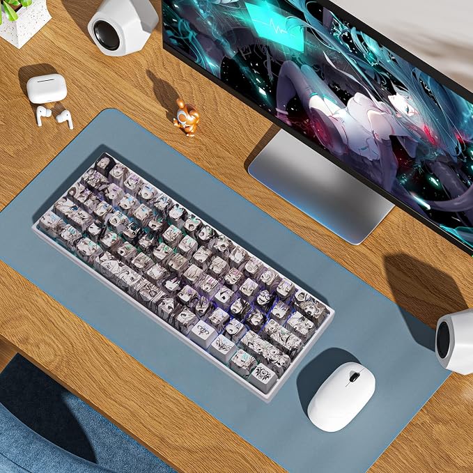 GMKWTL PBT Anime Keycaps - 108 Keys, XVX Japanese Custom Backlit Keycaps, OEM Profile for 61/87/104/108 Cherry Gateron MX Switches Mechanical Keyboard (Black Anime)
