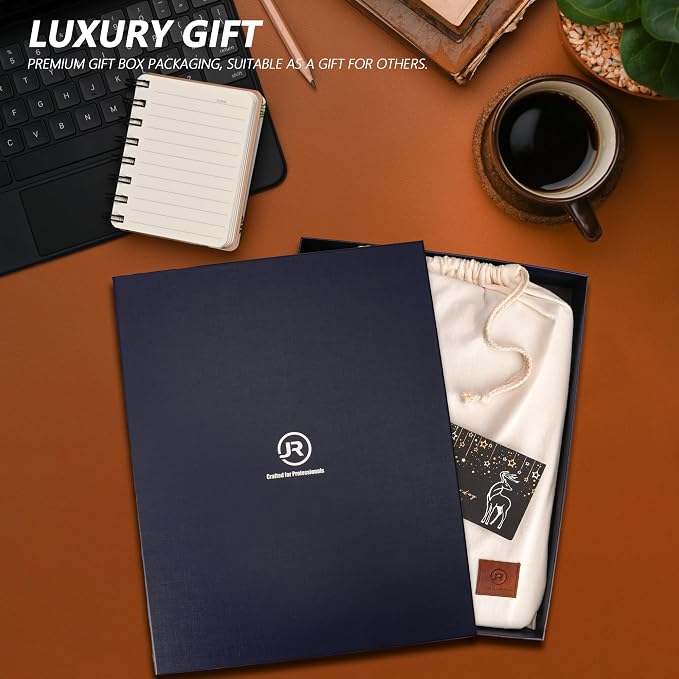 JinRuiKJ Leather Portfolio for Men, Business Portfolio Binder for A4/Pad, Leather Portfolio Folder Organizer with Notepad Holder, Card Slots, Pen Loop, 10 x 13 in, Professional Gift Set - Camel