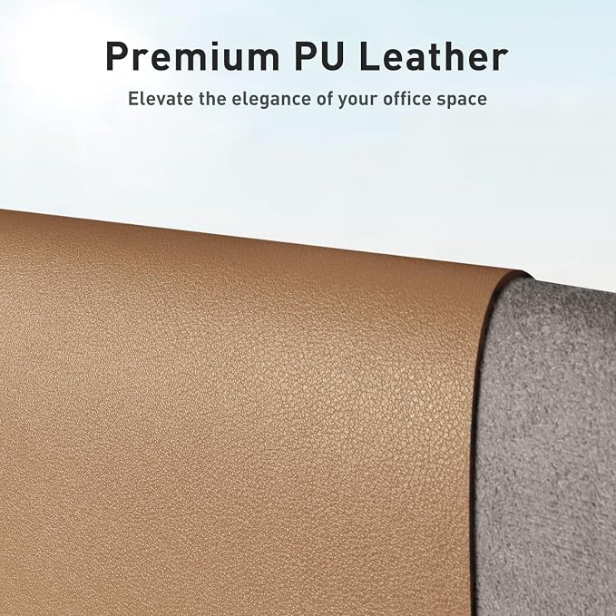Aothia Faux Leather Desk Mat, Waterproof Desk Pad (Khaki, 48" x 17") | One large surface for your keyboard, laptop and mouse, reducing desktop clutter without a separate mouse pad
