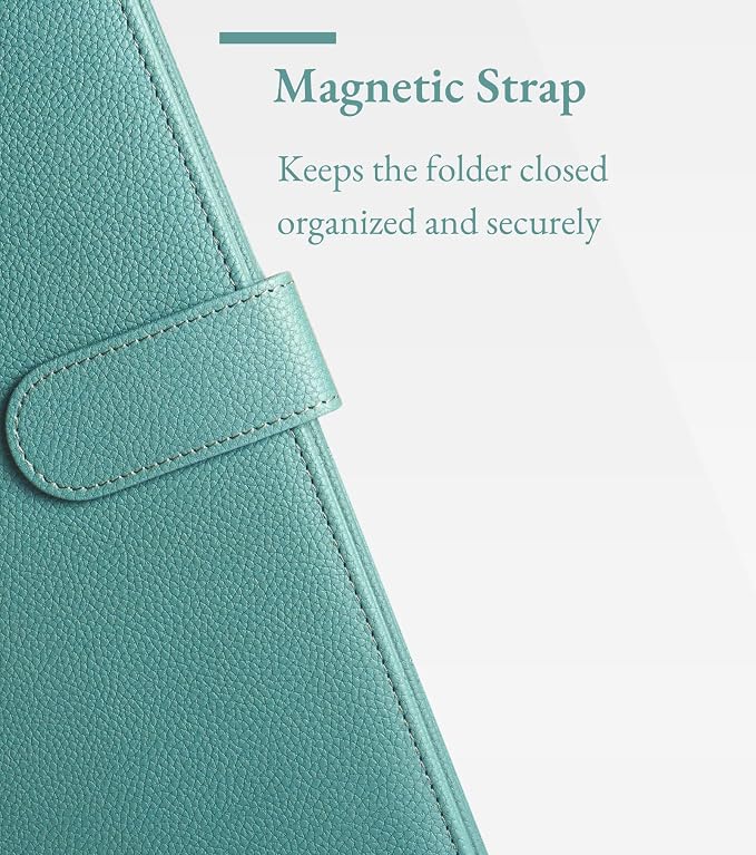 Zreal Padfolio Portfolio Binder with Clipboard & Card Holder, Faux Leather File Folder, Folio Resume Paper Organizer for A4 Letter Size Document, Legal Pad Holder for Women Man (Teal Green)