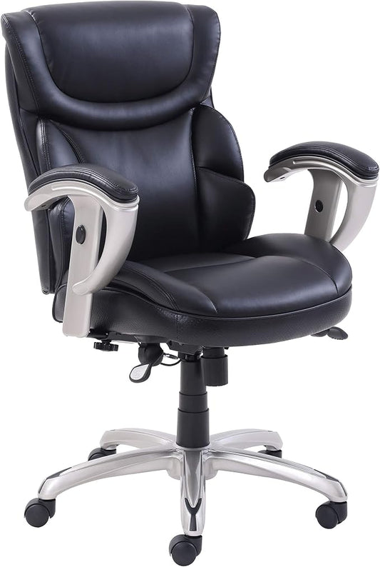 SertaPedic Emerson Task Chair, Supports Up to 300 Lb, 18.75" to 21.75" Seat Height, Black Seat/Back, Silver Base