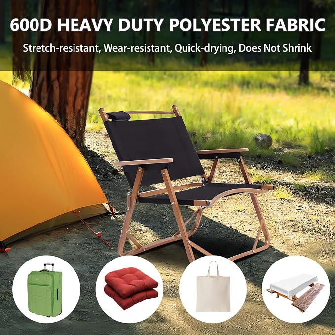 Waterproof Canvas Fabric by The Yard 58inch 600D Upholstery Material Polyester Fabric Outdoor Water Resistant Fabric for Sewing Chair Patio Cushion Purse Bag Interior, 15 Yard Black