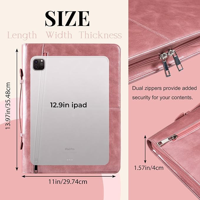 Calfinder Personalized Portfolio for Women&Men, Free Name Engrave,Customized Leather Padfolio, Business Portfolio with with Handle for Ipad, Unique Gift for Graduation