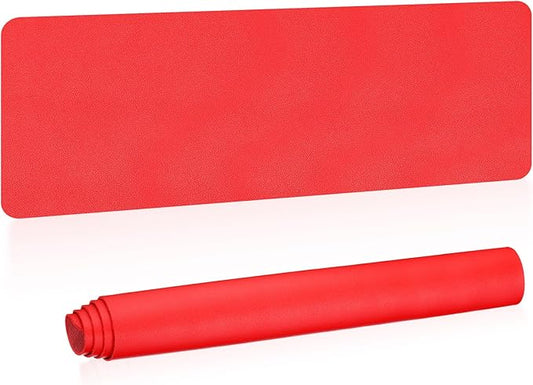 PATIKIL Large Desk Mat, 55"x17" Non-Slip Waterproof PU Leather Desk Pad, Dual Sided Desktop Protector Cover for Office Home Work Study, Red