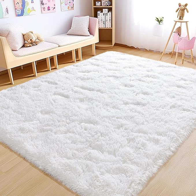 Awaytail 8x10 Carpet Fluffy Rug for Living Room - Large Nursery Thicked Fuzzy Plush Rug for Bedroom 8x10 Area Rugs White