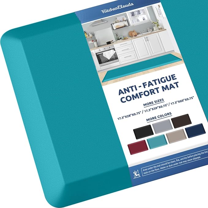 KitchenClouds Kitchen Mat Cushioned Anti Fatigue Kitchen Rug Non Slip Standing Mat Comfort Floor Mats for Sink Office (17.3"x60"- 0.8inch,Green) | Water-Resistant, Non-Slip, Easy to Clean Comfort Floor Mat for Kitchen, Sink & Office, Multiple Colors & ...