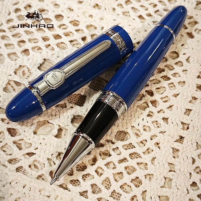 JH159 Rollerball and Ballpoint Pens (Blue+Silver Clip)