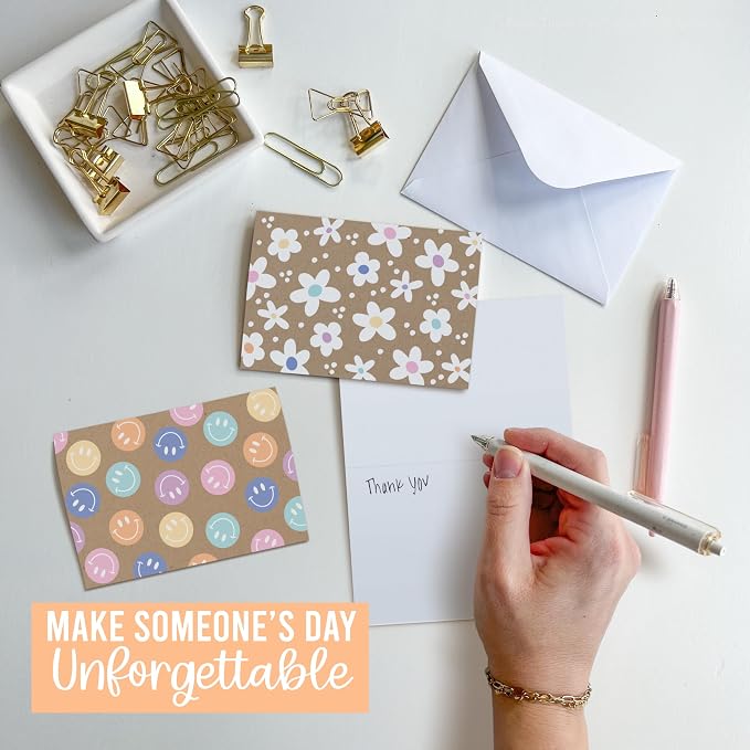 Hadley Designs Blank Cards and Envelopes – 54 Greeting Blank Notecards with Envelopes Bulk, Notecards Stationery Card Set, Stationary Note Cards, Rustic Greeting Card Pack, Designed in USA