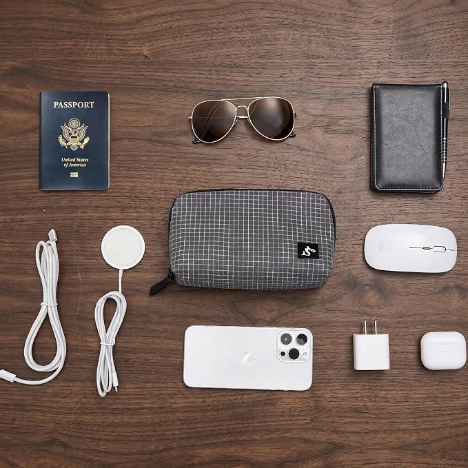 simtoper Small Electronics Organizer Travel Case – Slim Travel Cable Pouch for Small Tech Accessories, Cords, Chargers, Earbuds – Lightweight Mini Tech Bag for Backpack, Business, Travel