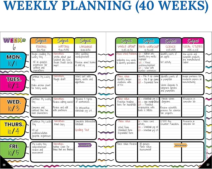 Carson Dellosa Kind Vibes Teacher Planner 2026-2027, Undated 8" x 11" Lesson Plan Book With Stickers, Class Schedule and Weekly Calendar School Supplies, Classroom Must Haves and Homeschool Essentials