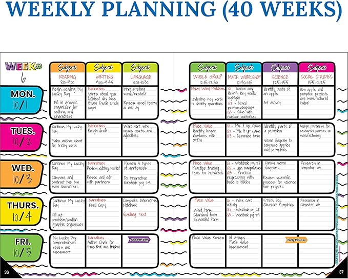 Carson Dellosa Kind Vibes Teacher Planner 2026-2027, Undated 8" x 11" Lesson Plan Book With Stickers, Class Schedule and Weekly Calendar School Supplies, Classroom Must Haves and Homeschool Essentials