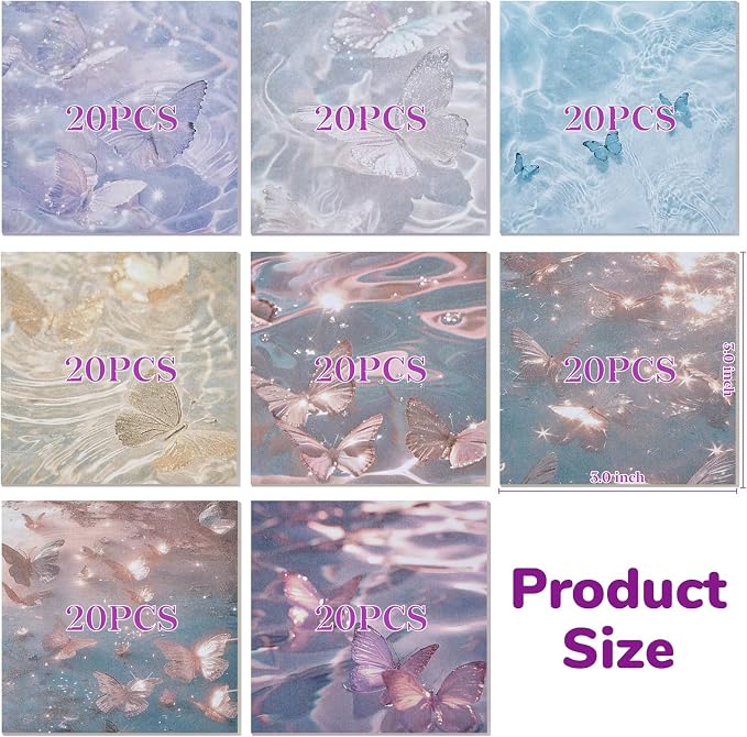 Temiary 160 Sheets 3x3 Inches Aesthetic Sticky Notes, 8 Packs Self Sticky Note Pads Strong Adhensive Post, Cute Sticky Accessories for Home Office School Notebook (Pink & Purple Series)