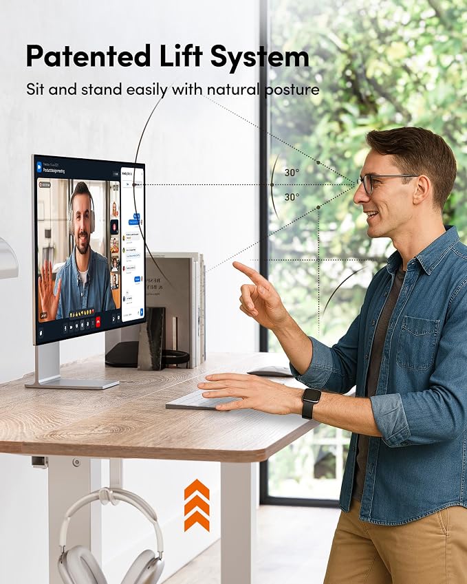 FEZIBO Electric Standing Desk Adjustable Height, 48 x 24 Inch Sit and Stand, Home Office Desk, Ergonomic Workstation Computer Desk, Maple