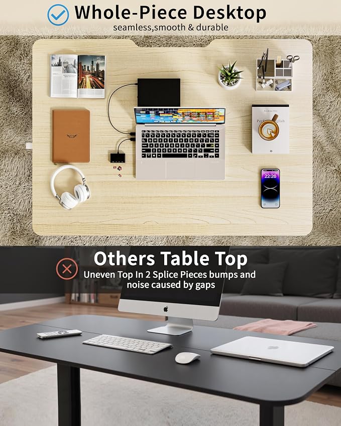 Okin Electric Standing Desk, 40 x 24 Inches Whole Piece Height Adjustable Desk, Oak Sit to Stand Desks Computer Workstation with Wheels for Home Office