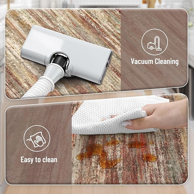 KIMODE Anti Fatigue Kitchen Mats for Floor 2 Piece, Red Brown Farmhouse Kitchen Rugs Non Slip, Ergonomic Cushioned Standing Mat for Office Sink Laundry Desk 17"x47"+17"x29"