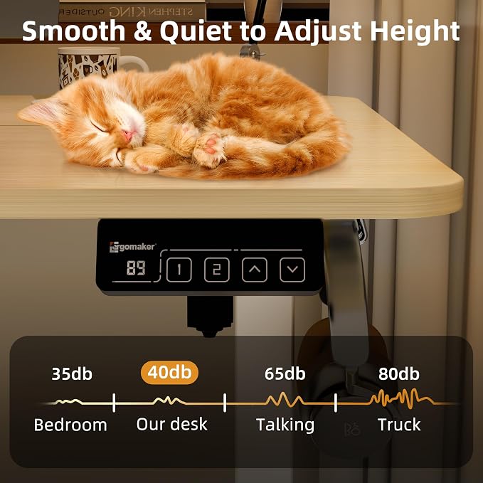 43"x24" Standing Desk, Height Adjustable Sit-Stand Home Office, Oak | Electric Adjustable Standing Desk, Sit to Stand Computer Office Desk with Splice Board, Memory Preset, Lifts 28.7''-46.5"