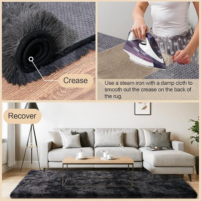 Mugorn Small Soft Shag Rugs for Bedroom, 3x5 Fluffy Area Rugs for Living Room