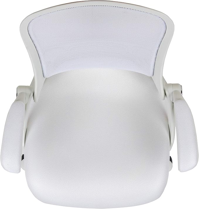 Flash Furniture Porter High-Back Swivel Office Chair with Adjustable Lumbar Support and Height, Ergonomic Mesh Desk Chair with Flip-Up Armrests, White